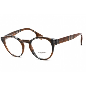 Burberry Men's Eyeglasses - Clear Lens Check Brown Plastic Round Frame | 0BE2354 3967