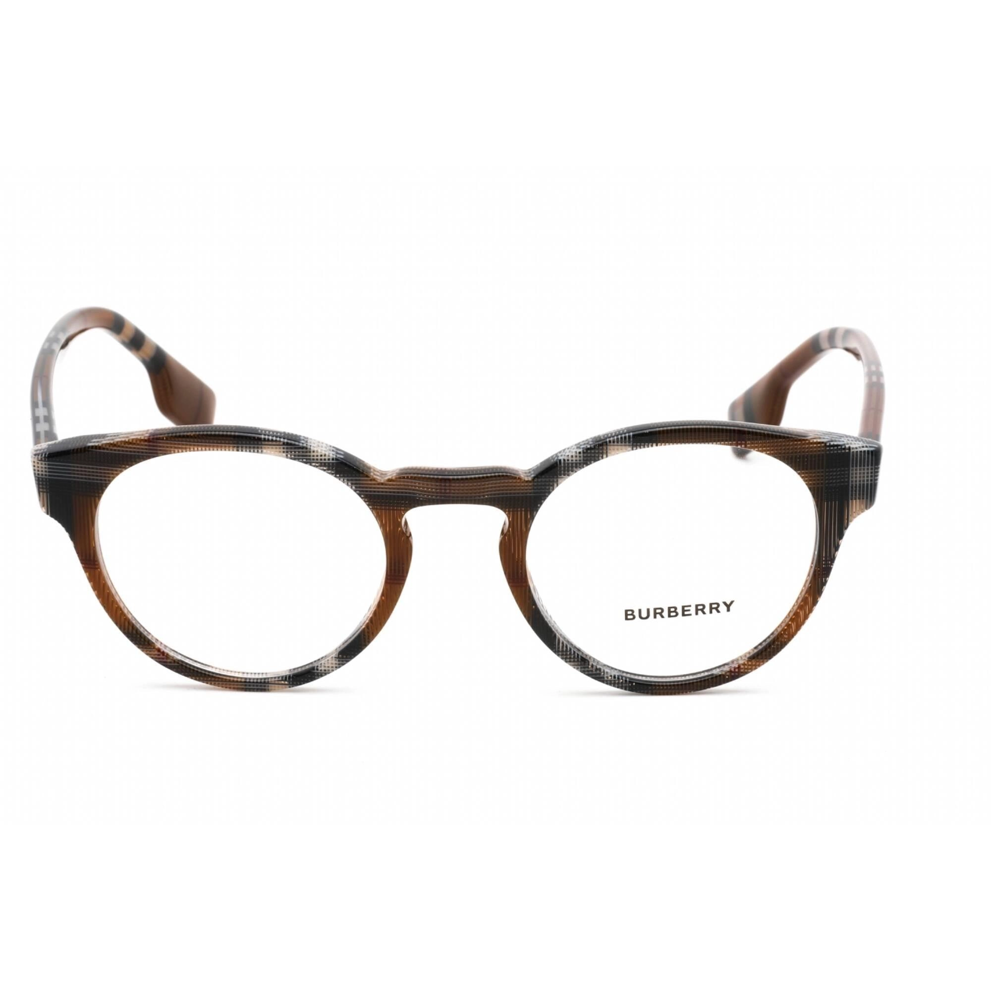 Burberry Men's Eyeglasses - Clear Lens Check Brown Plastic Round Frame | 0BE2354 3967
