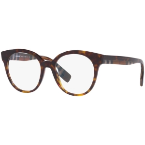 Burberry Women's Eyeglasses - Dark Havana Acetate Round Frame Demo Lens | 2356 3991