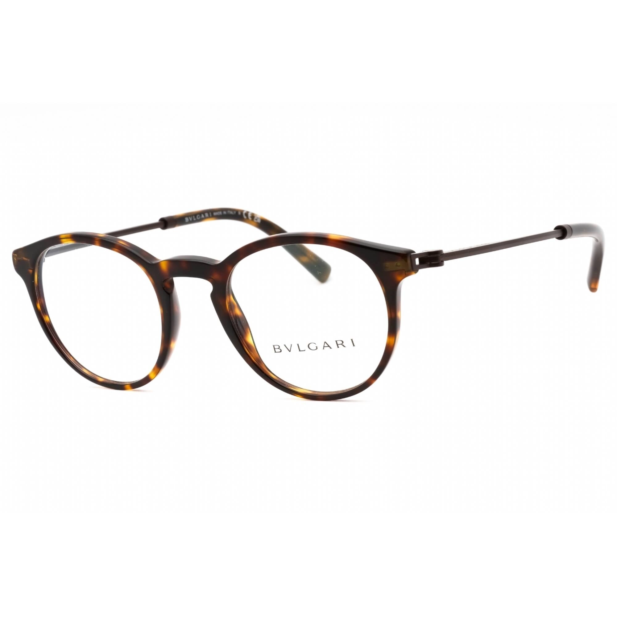 Bvlgari Men's Eyeglasses - Havana Plastic Full Rim Round Shape Frame | 0BV3052 504