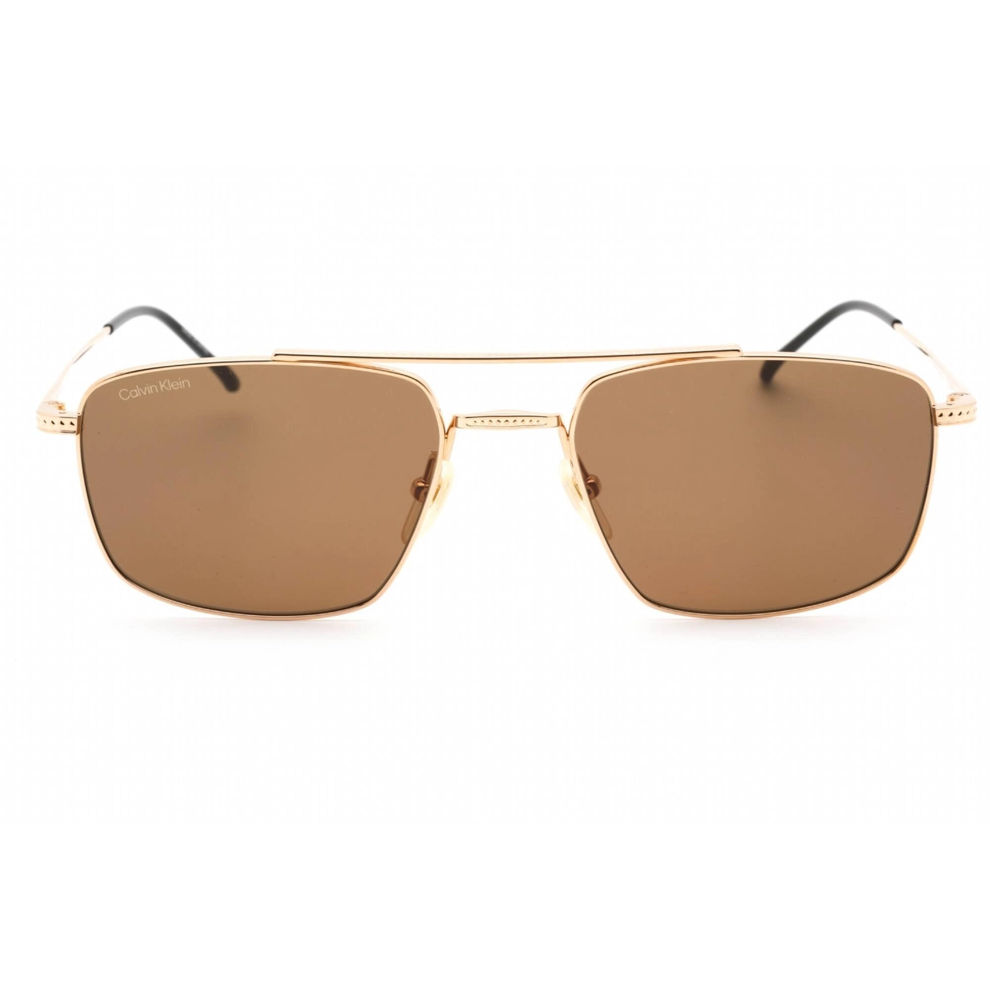 Calvin Klein Men's Sunglasses - Gold Aviator Metal Frame Brown Lens | CK22111TS 717