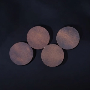 Circle Coasters - Cognac Distressed Leather Coasters - Made in Canada