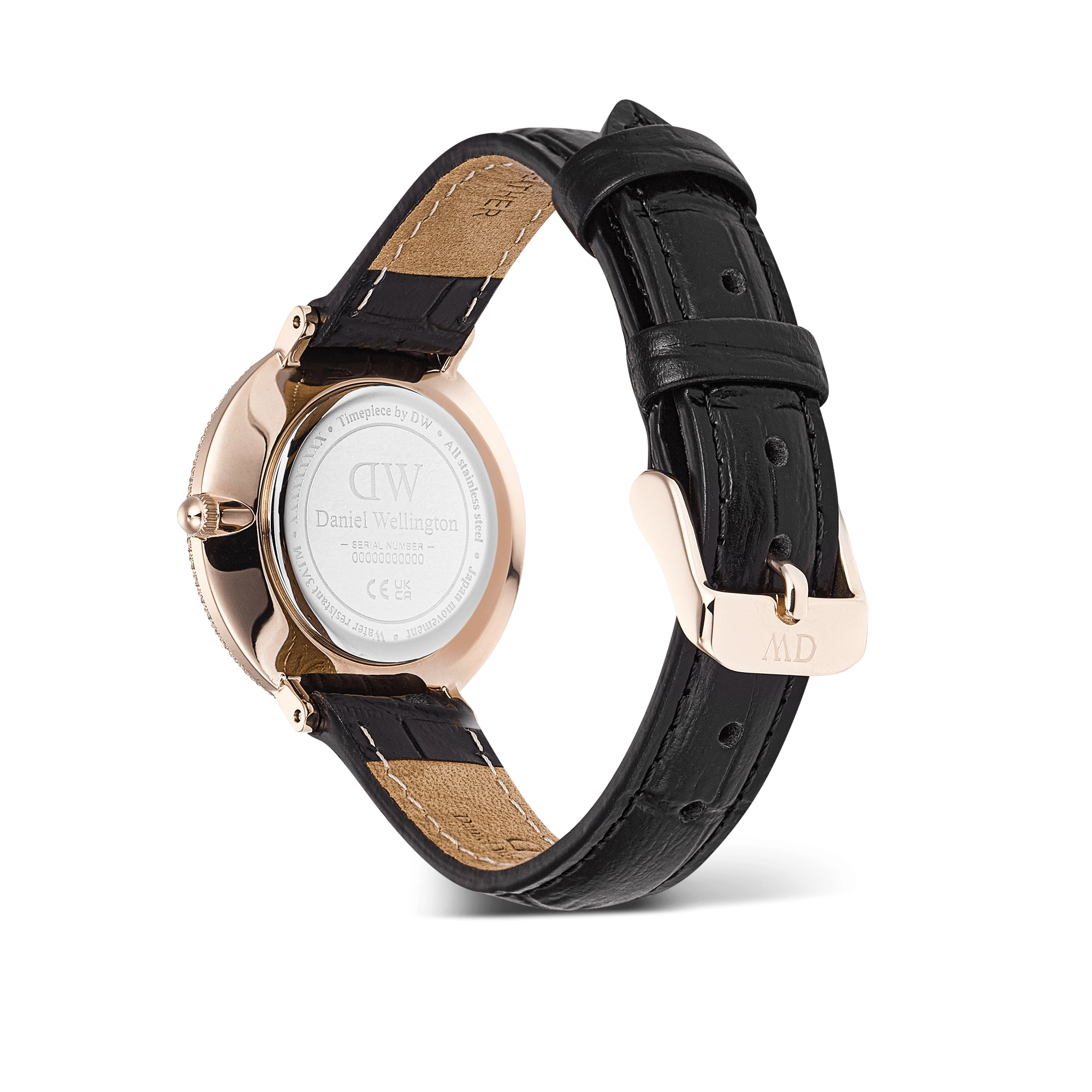 Crystalline Bezel Black Croc Rose Gold