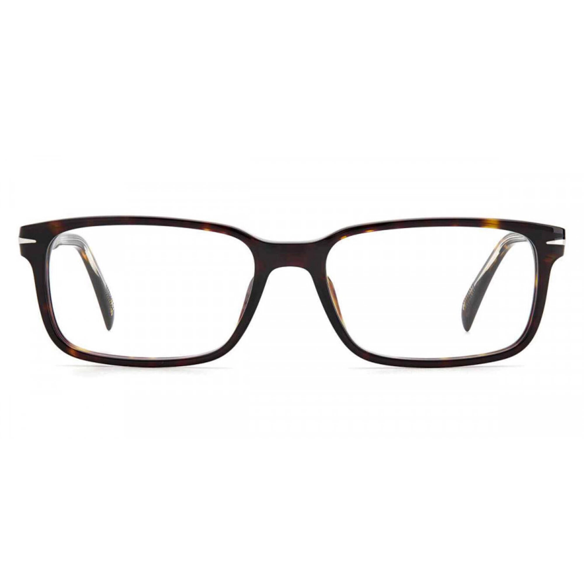 David Beckham Men's Eyeglasses - Havana Acetate Full Rim Rectangular | DB 1065 0086