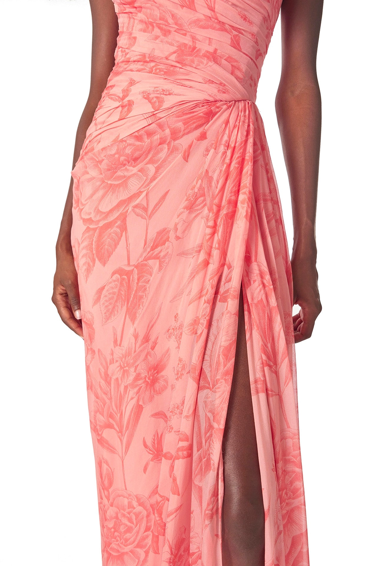 Draped Chiffon Gown with Scarf