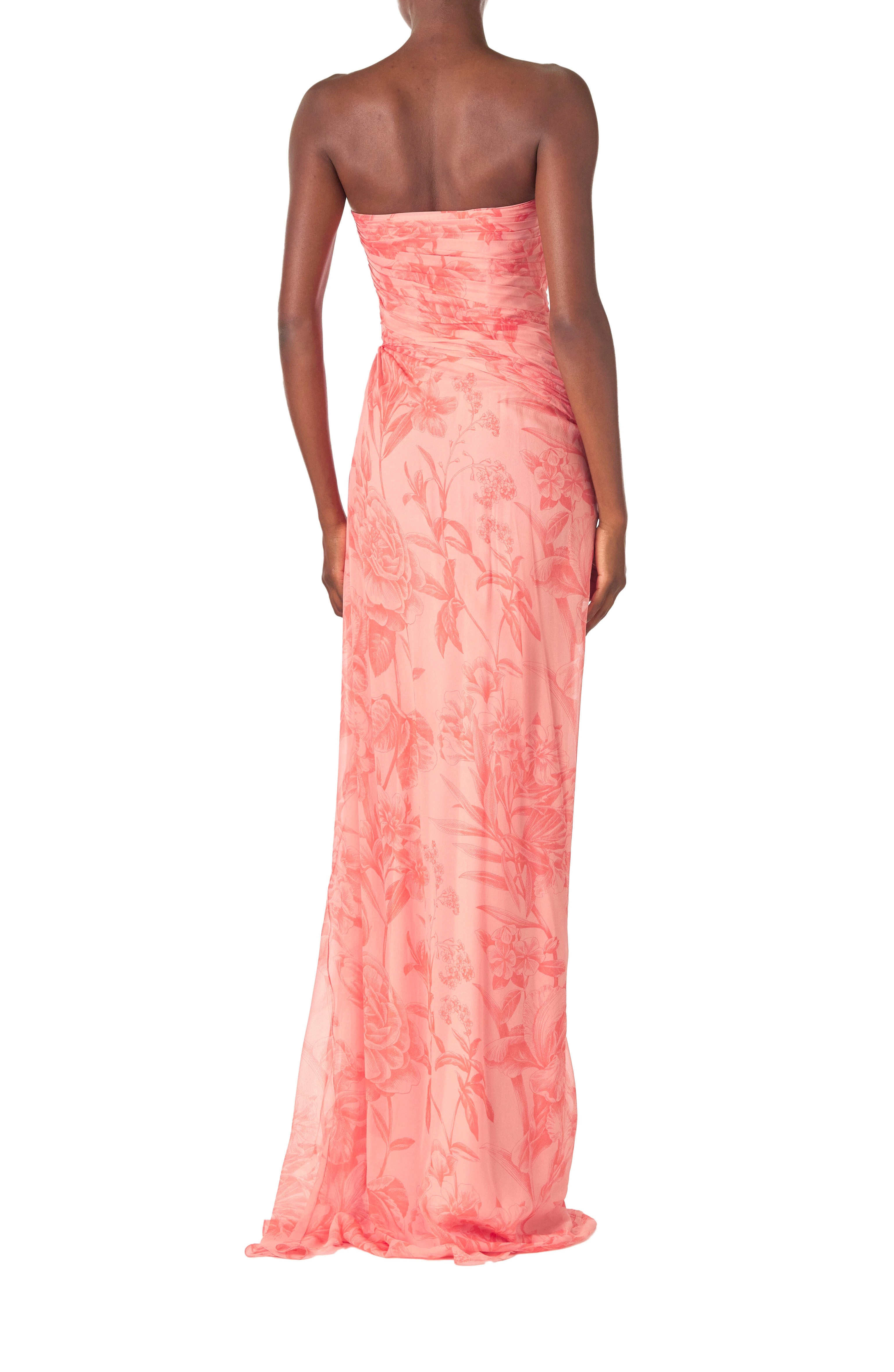 Draped Chiffon Gown with Scarf