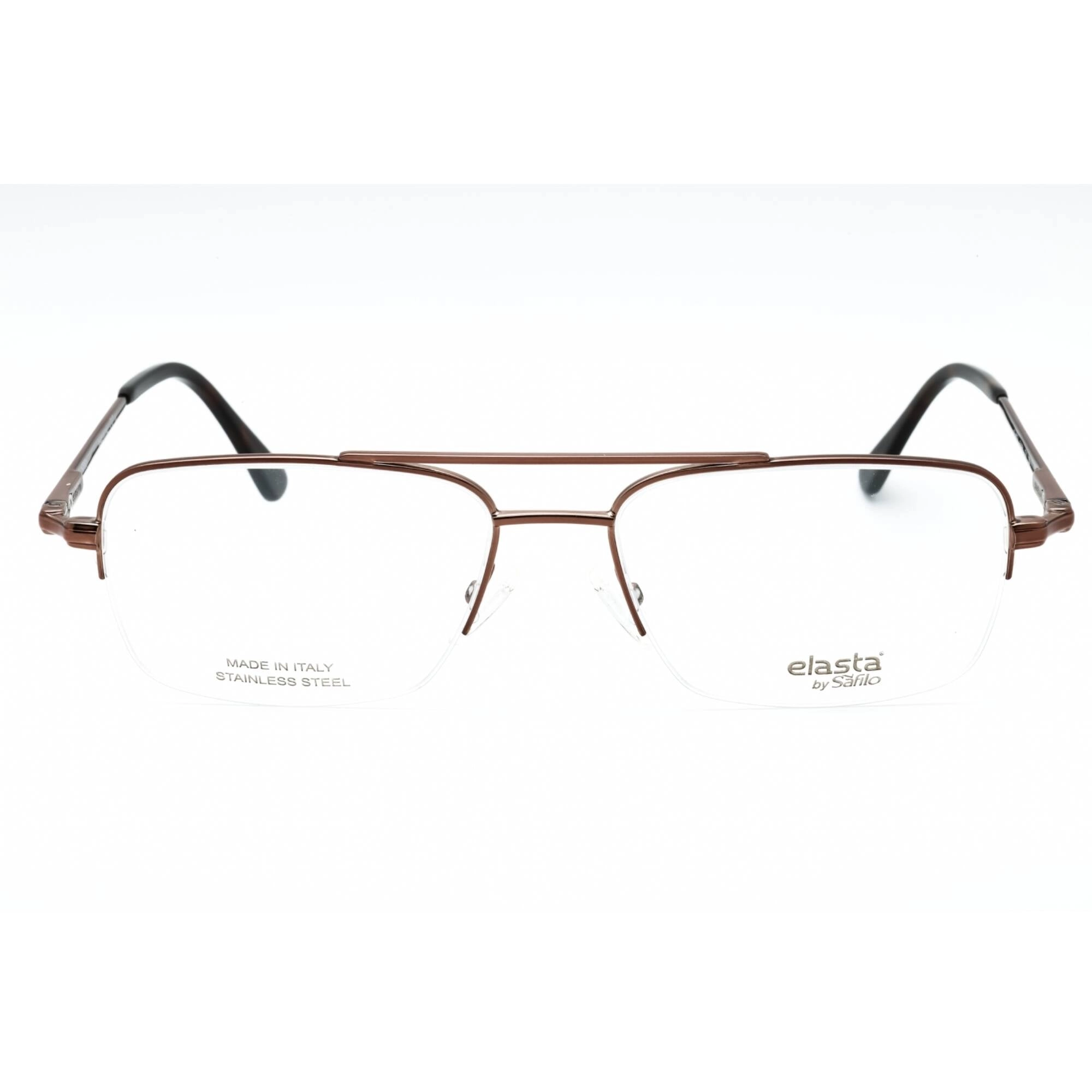 Elasta Men's Eyeglasses - Light Brown Metal Half Rim Aviator Frame | E 7251 0TUI 00