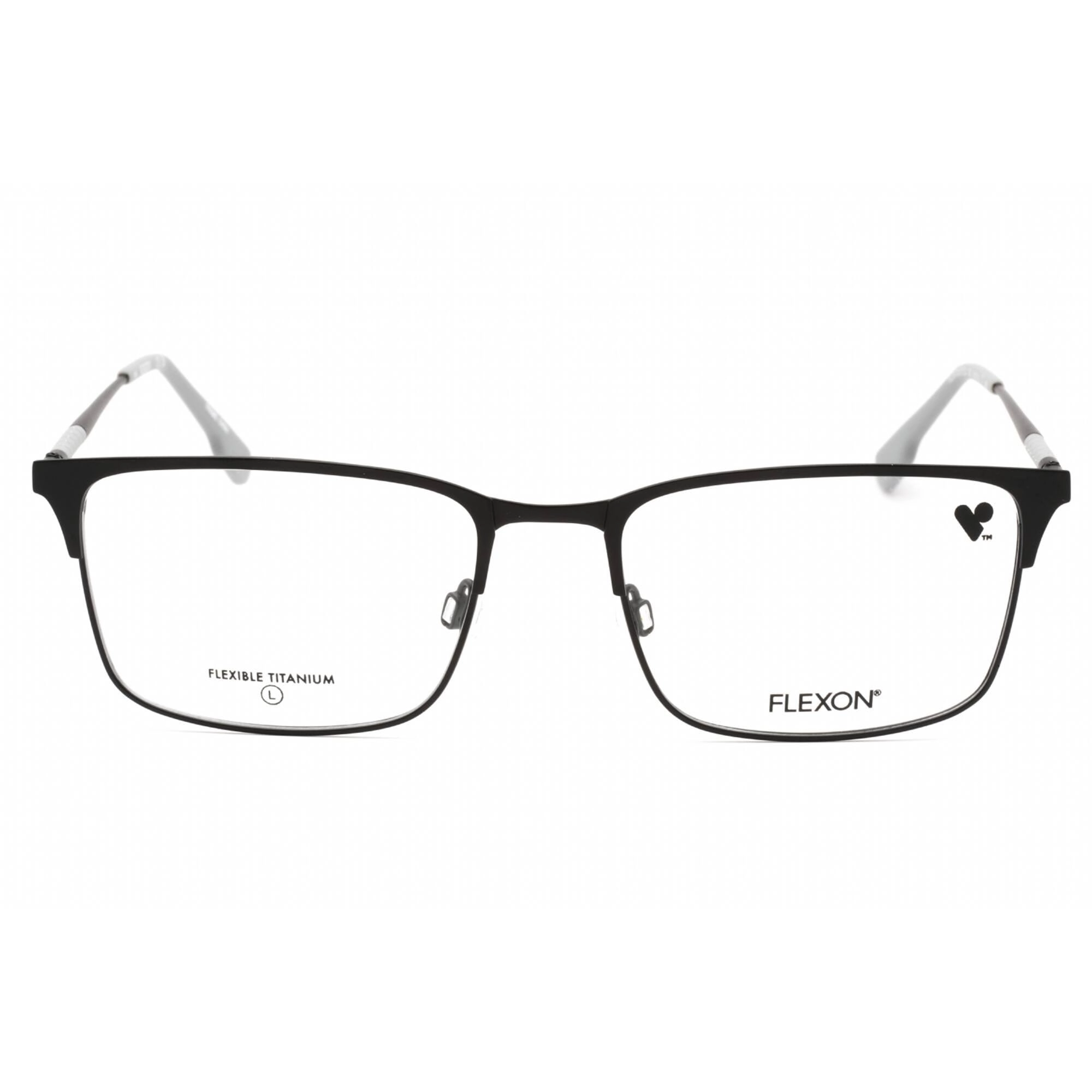 Flexon Men's Eyeglasses - Matte Black Metal Rectangular Shape Frame | FLEXON E1132 002