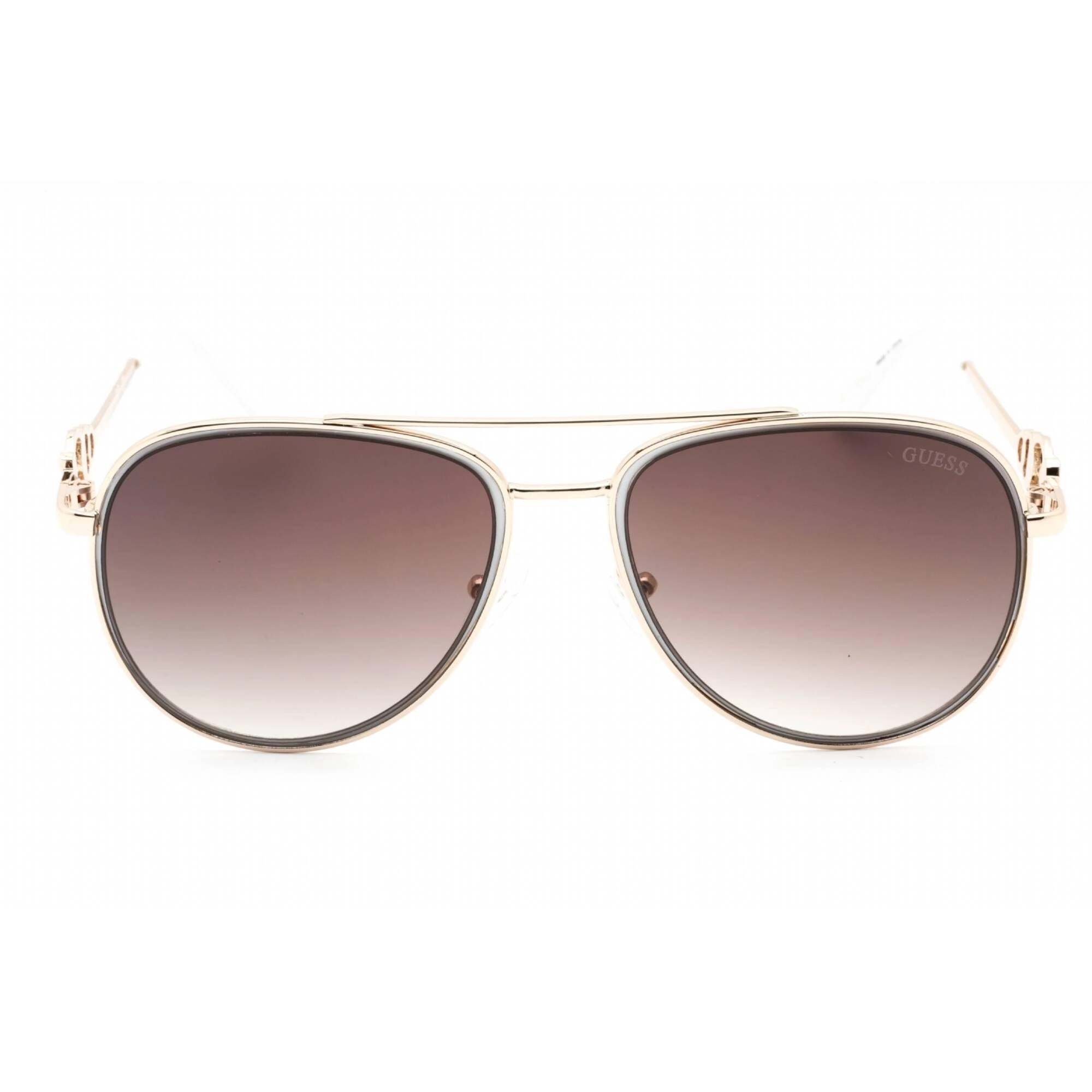 Guess Factory Women's Sunglasses - Gold Aviator Frame Gradient Brown Lens | GF0344 32F