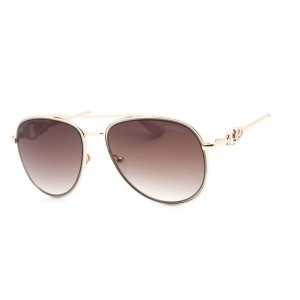 Guess Factory Women's Sunglasses - Gold Aviator Frame Gradient Brown Lens | GF0344 32F