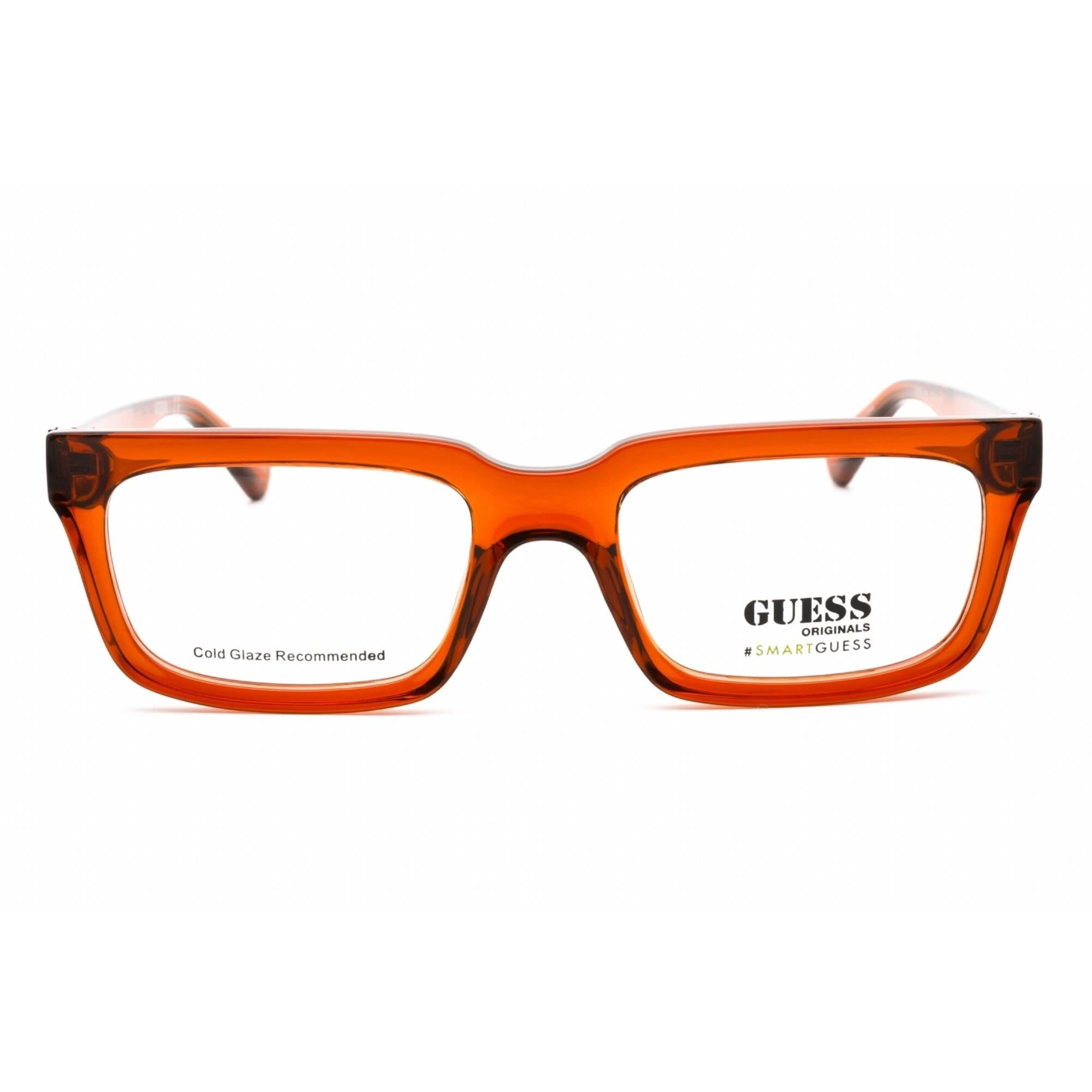 Guess Unisex Eyeglasses - Shiny Light Brown Plastic Rectangular Frame | GU8253 045