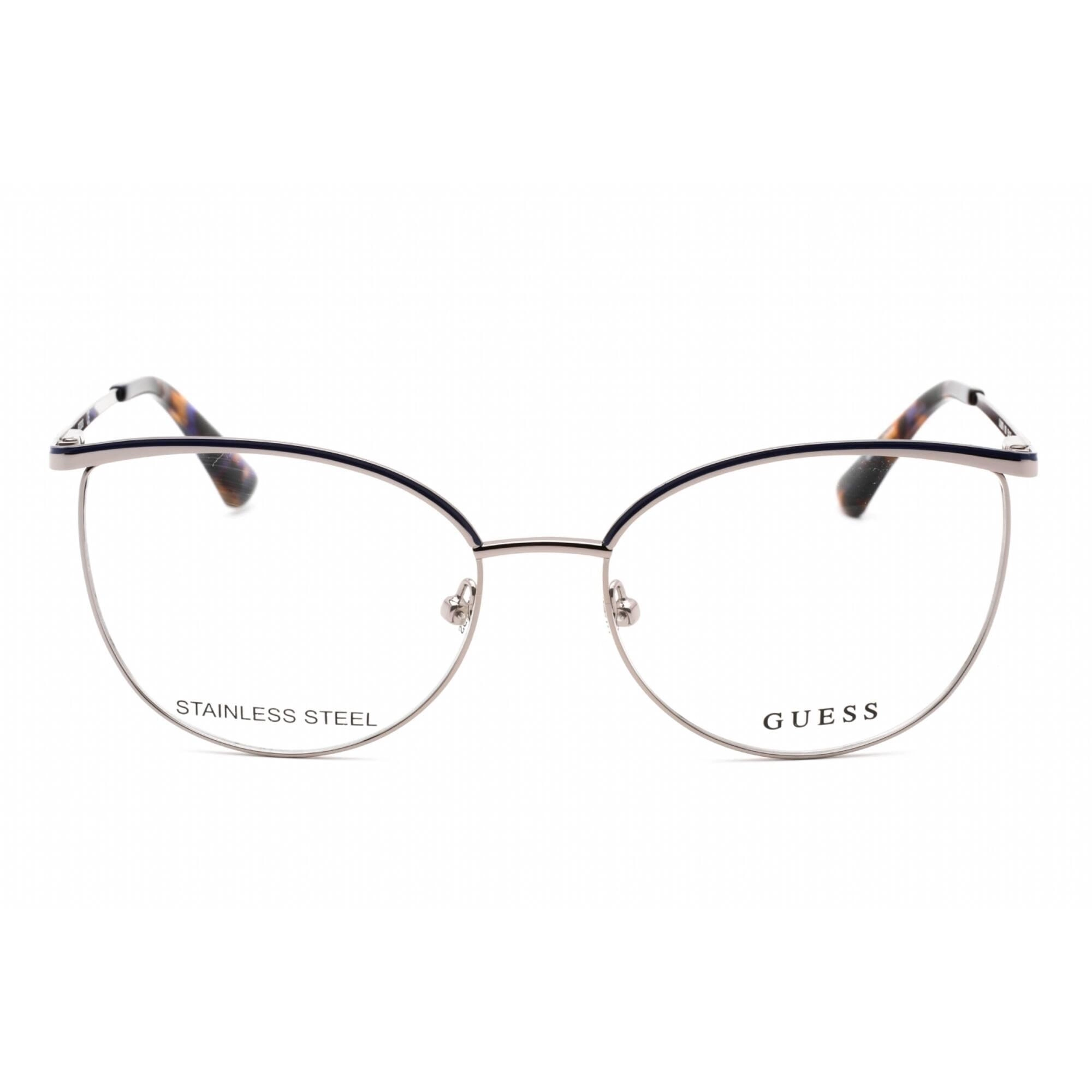 Guess Women's Eyeglasses - Full Rim Shiny Gunmetal Metal Cat Eye Frame | GU2879 008