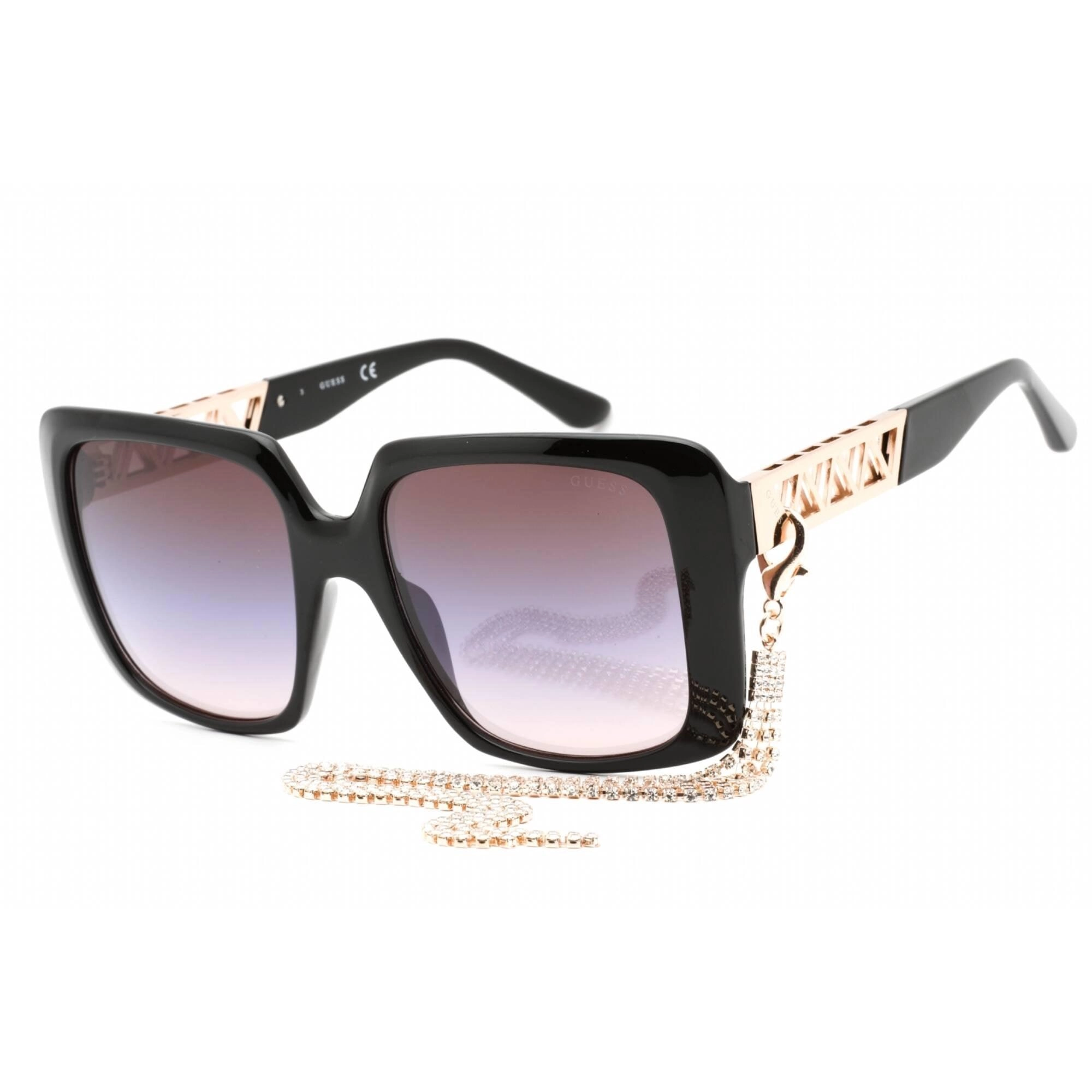 Guess Women's Sunglasses - Shiny Black Fixed Nose Pads Full Rim Frame | GU7689 01T