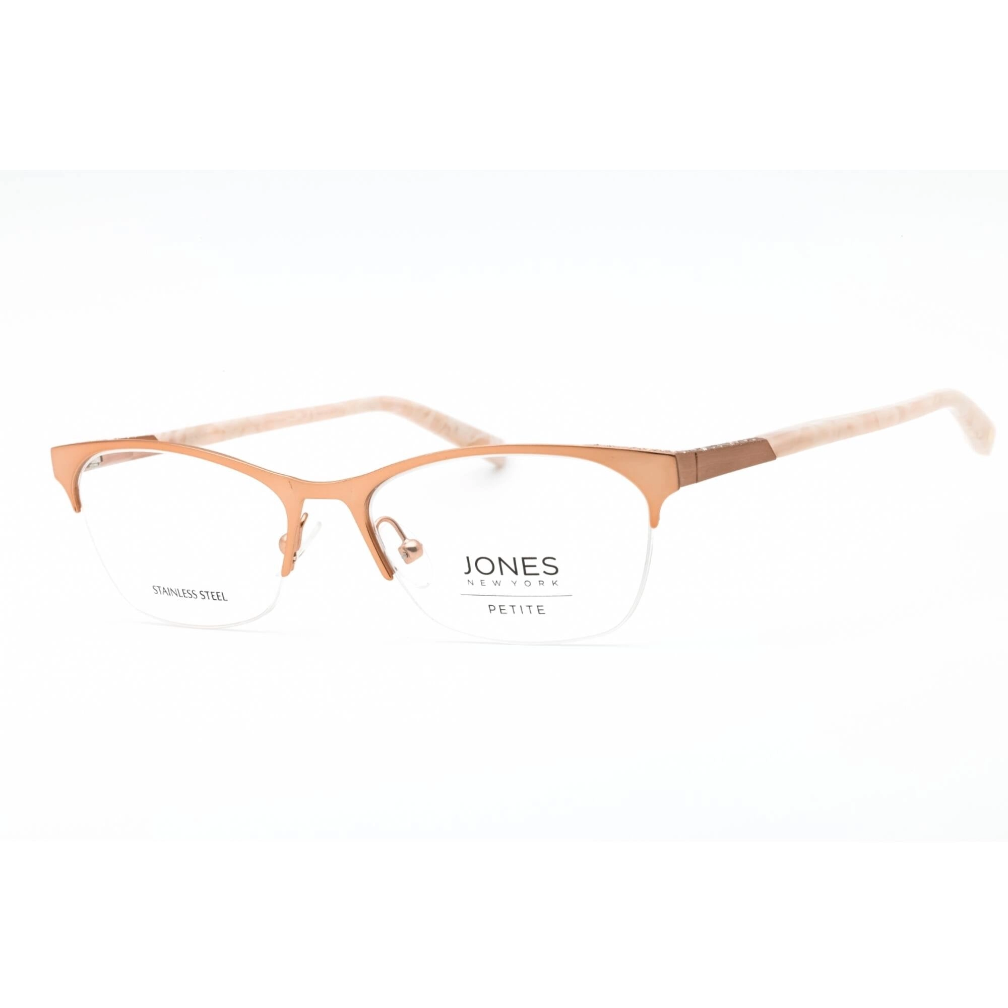 Jones New York Women's Eyeglasses - Rose Gold Metal Cat Eye Half Rim Frame | J148 0ROG