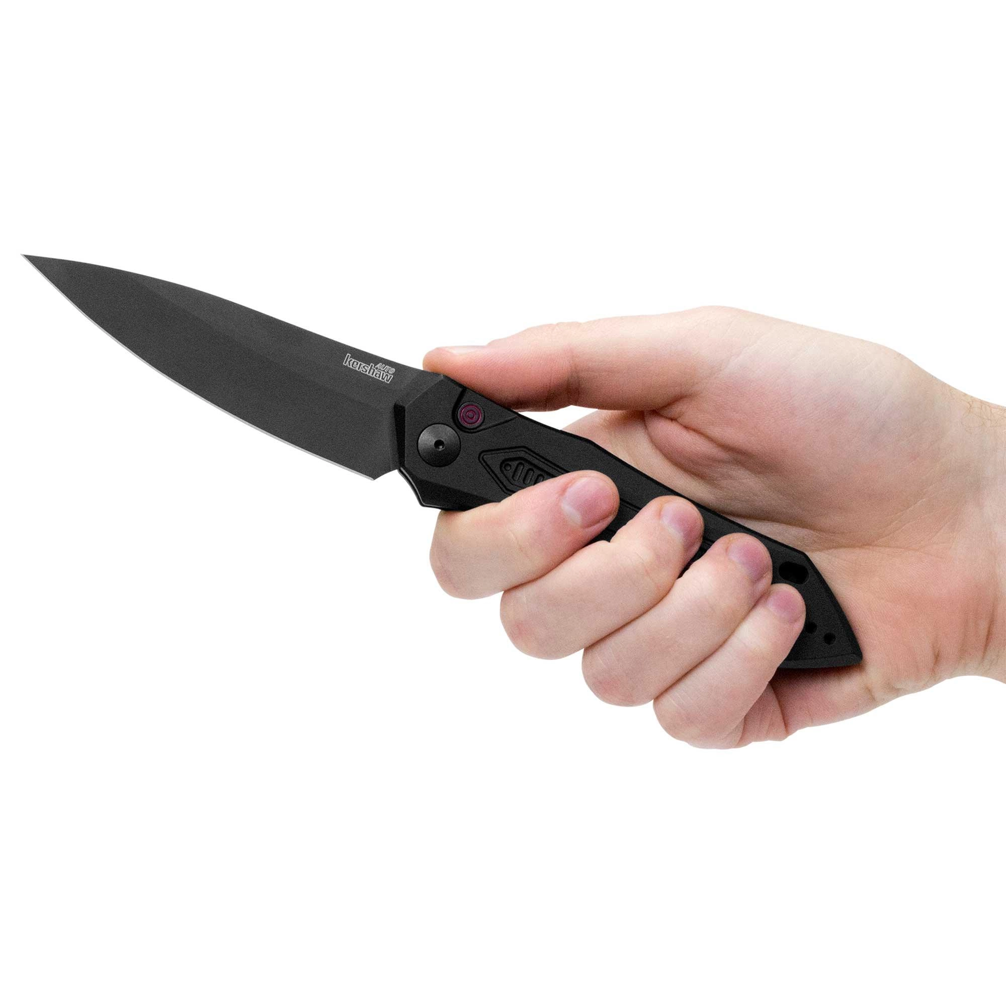 Kershaw Pocket Knife - Launch 6 Drop Point Plain Edge Black Handle Blade | KW7800BLK