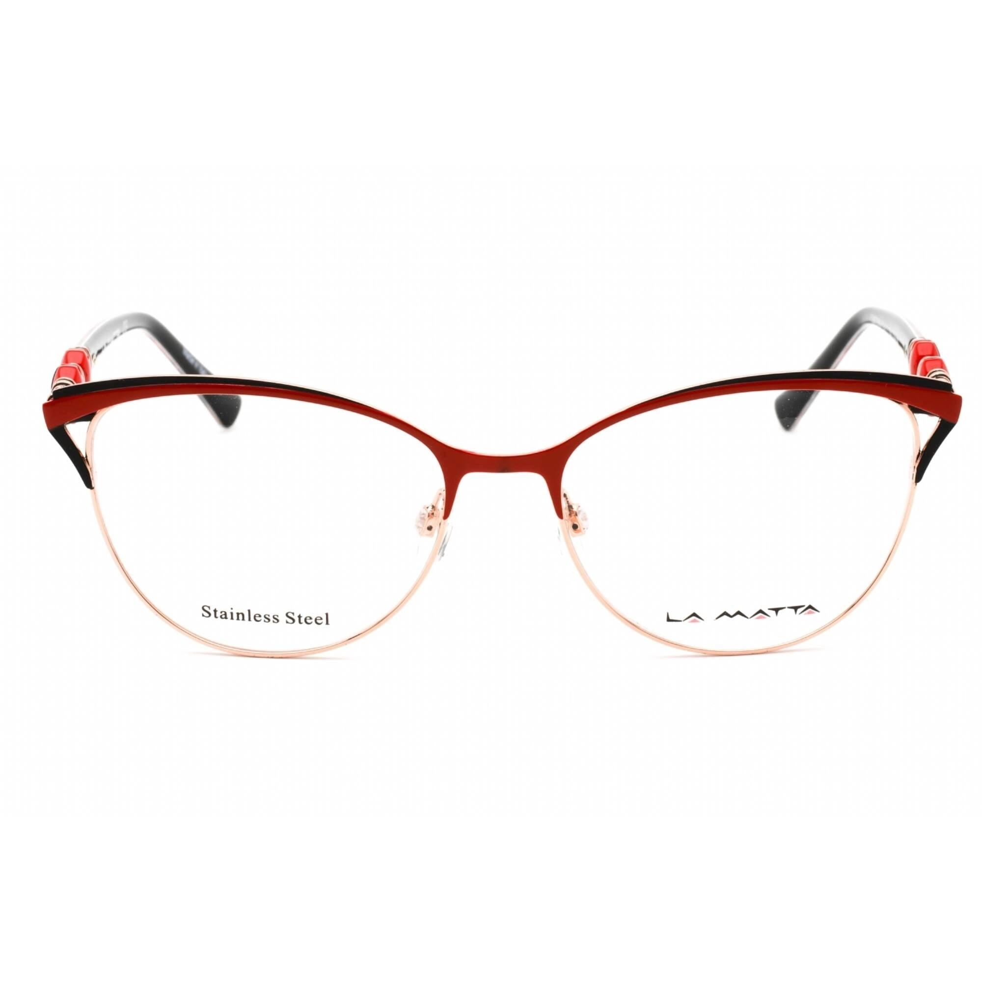 La Matta Women's Eyeglasses - Full Rim Cat Eye Red and Gold Metal Frame | LMV3308 C3