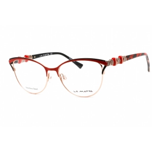 La Matta Women's Eyeglasses - Full Rim Cat Eye Red and Gold Metal Frame | LMV3308 C3