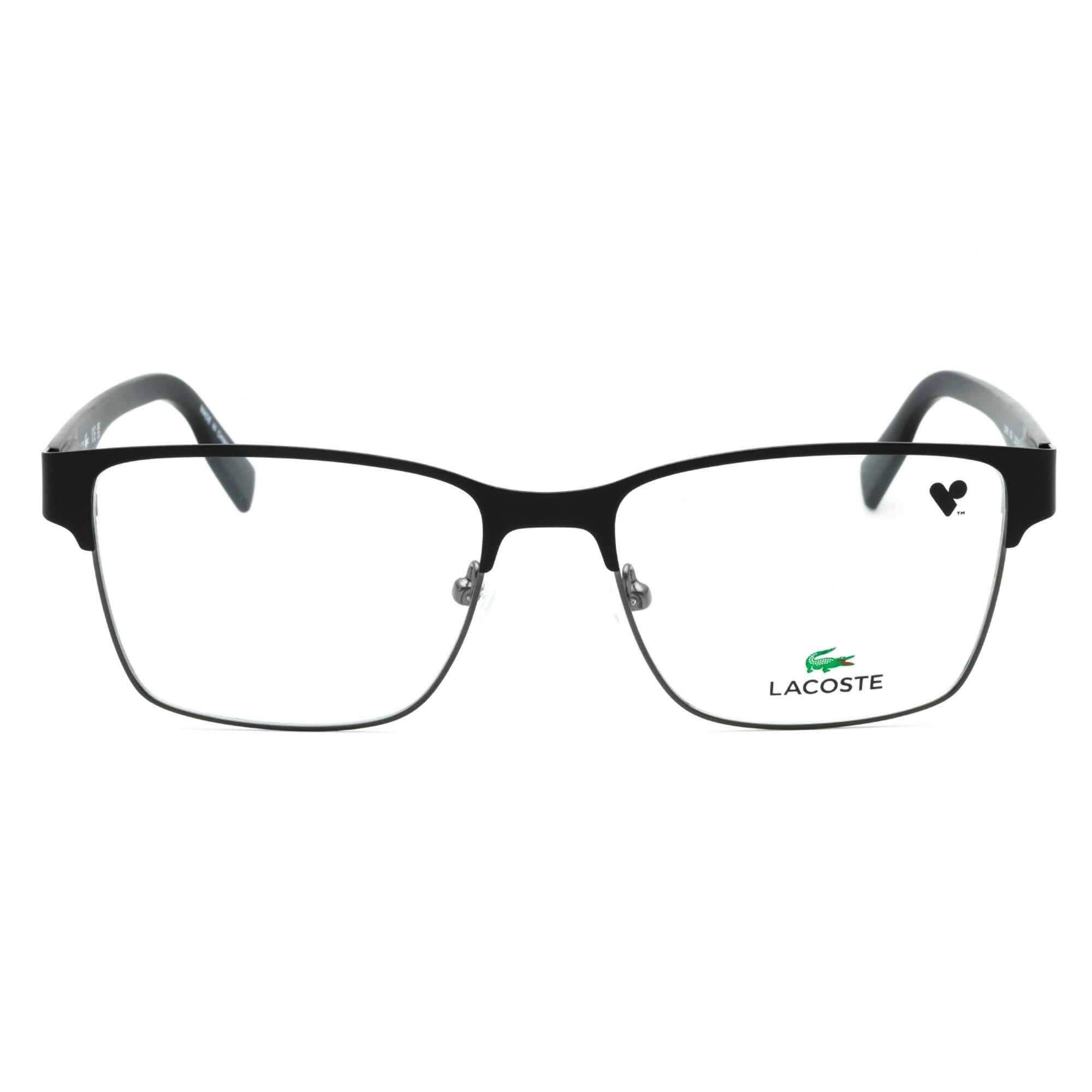 Lacoste Men's Eyeglasses - Matte Black Metal Square Full Rim 55 mm Frame | L2286 002