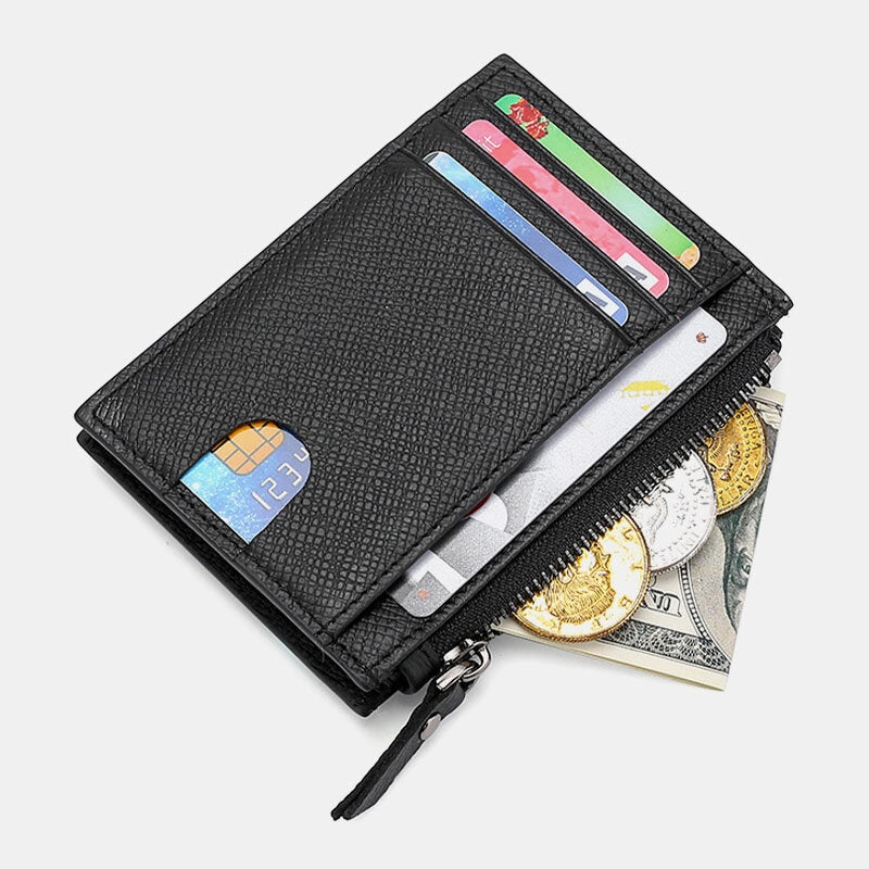 Men Genuine Leather RFID Anti-theft Ultra-thin Card Case Card Holder Wallet