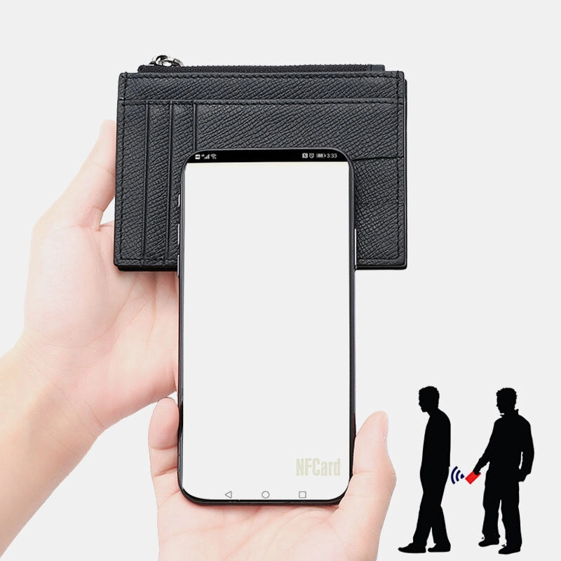 Men Genuine Leather RFID Anti-theft Ultra-thin Card Case Card Holder Wallet