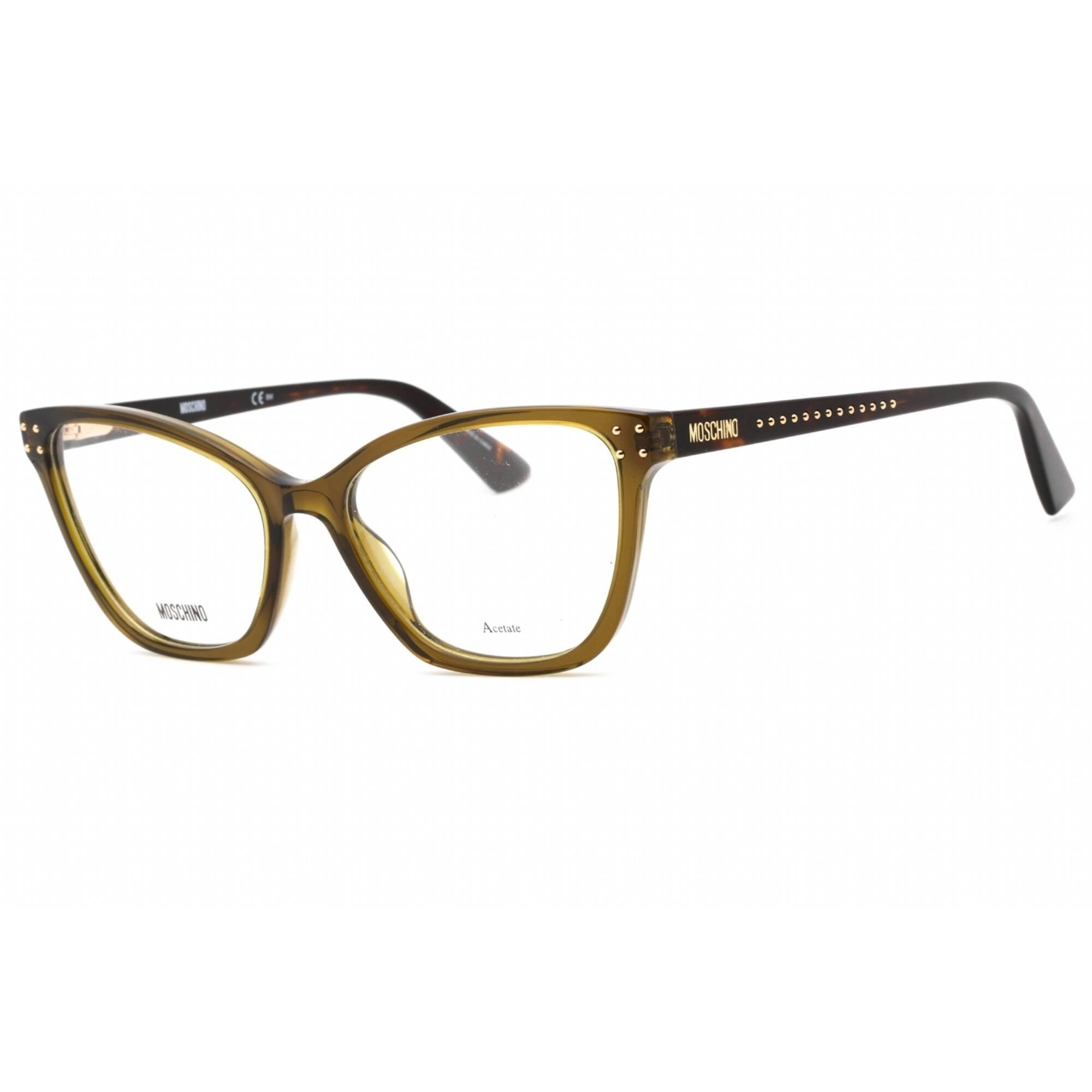 Moschino Women's Eyeglasses - Khaki Plastic Full Rim Cat Eye Frame | MOS595 03Y5 00