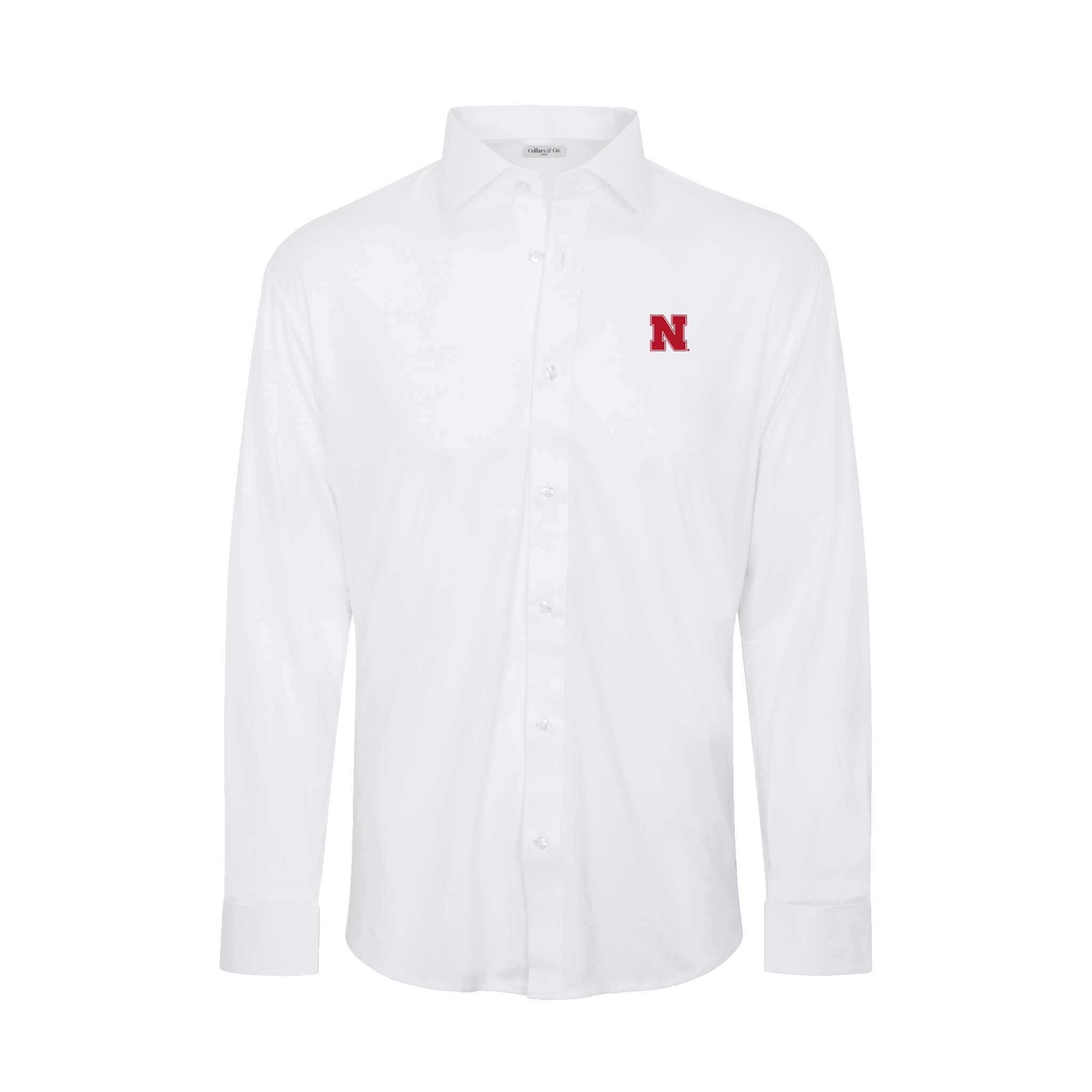 Nebraska Quattro Flex Dress Shirt with Semi-Spread Collar White