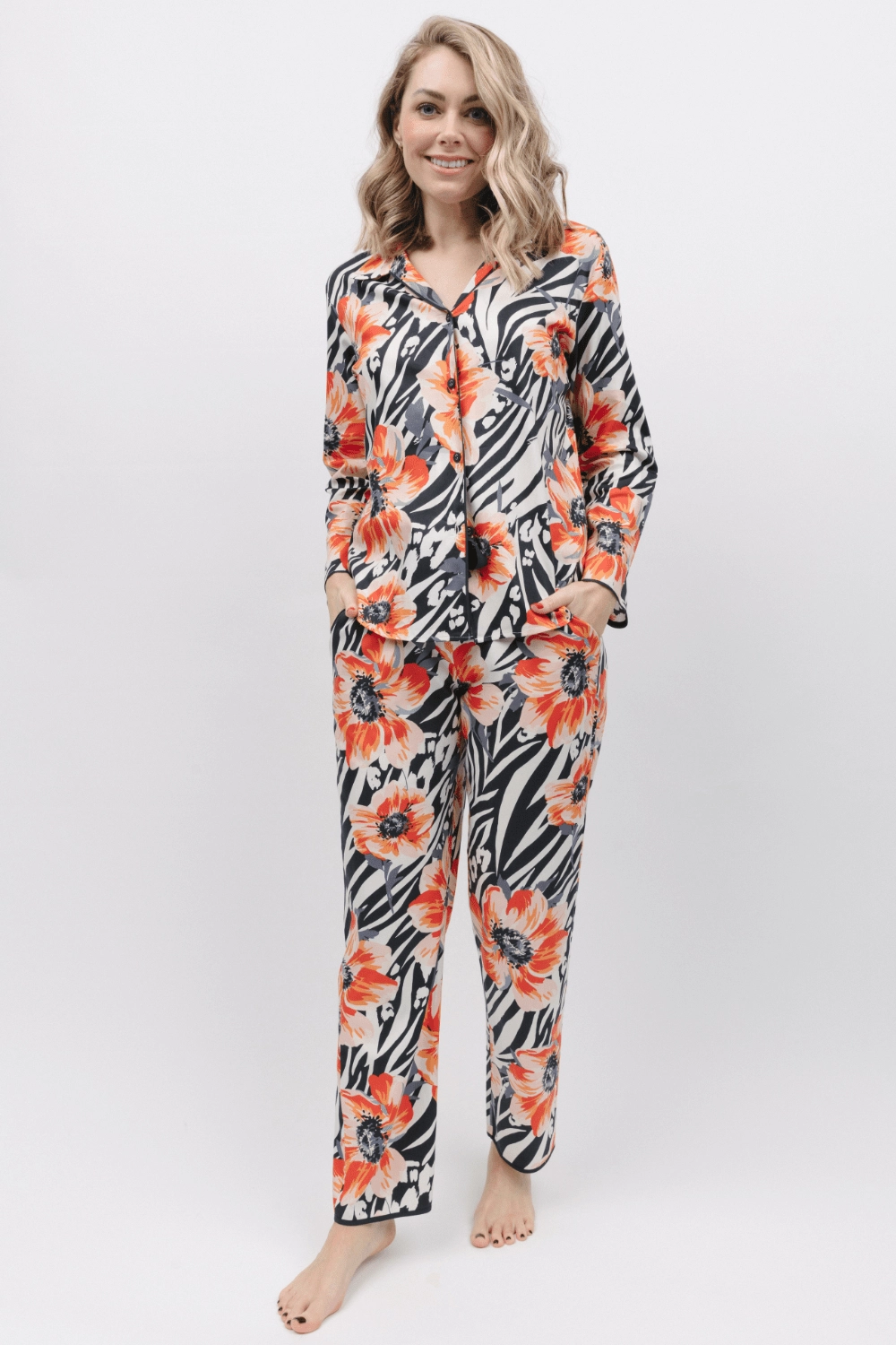 Nicole Animal Floral Print Long Sleeve Pyjama Top