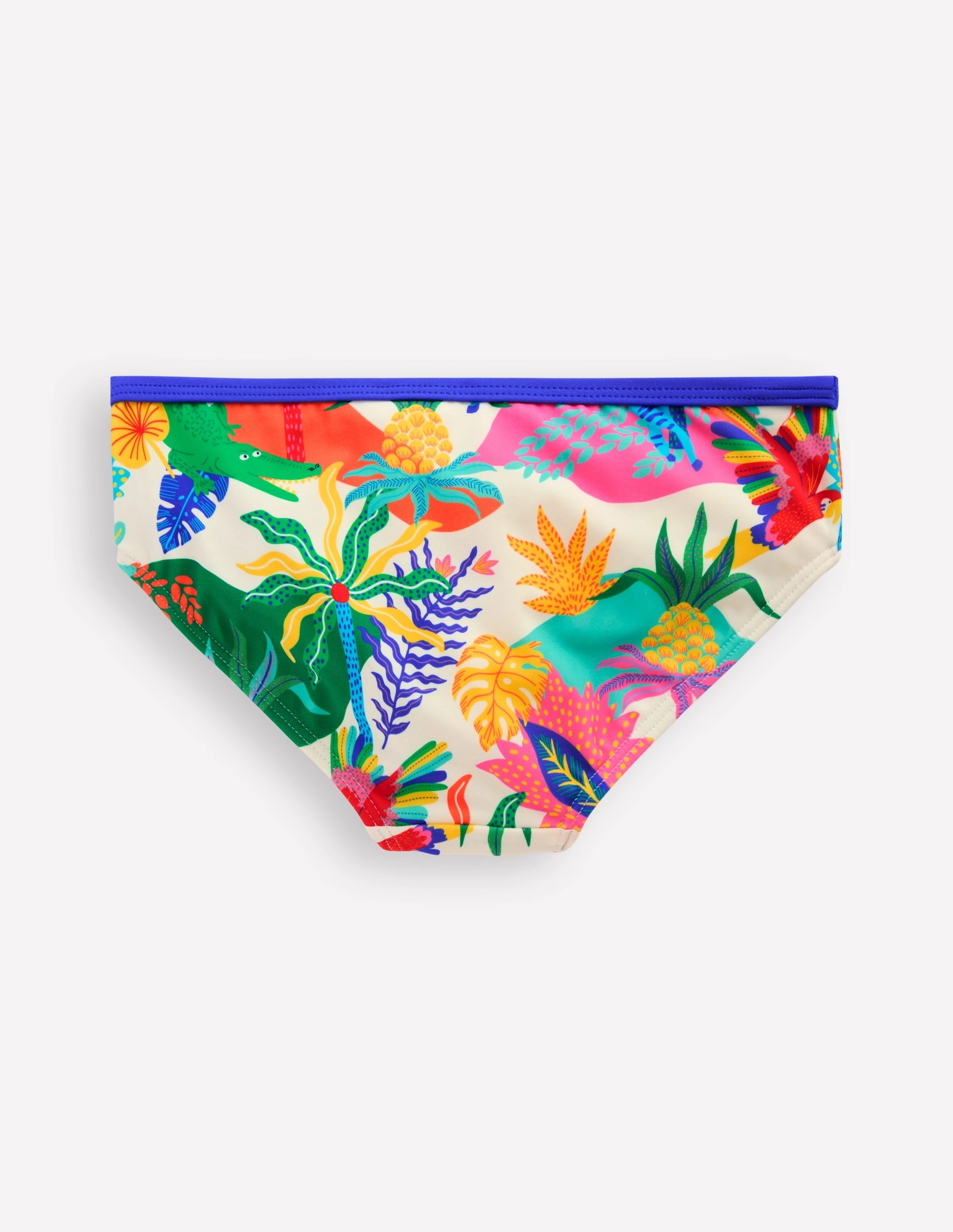 Patterned Bikini Bottoms-Soft Ivory Multi Jungle