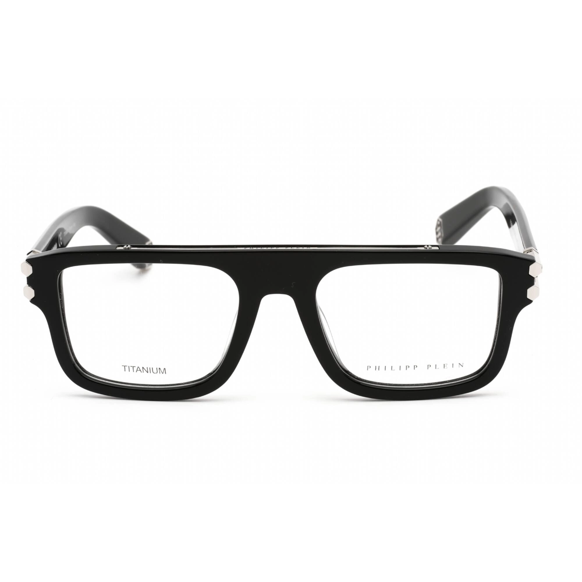Philipp Plein Men's Eyeglasses - Rectangular Shiny Black Plastic Frame | VPP021M 700Y