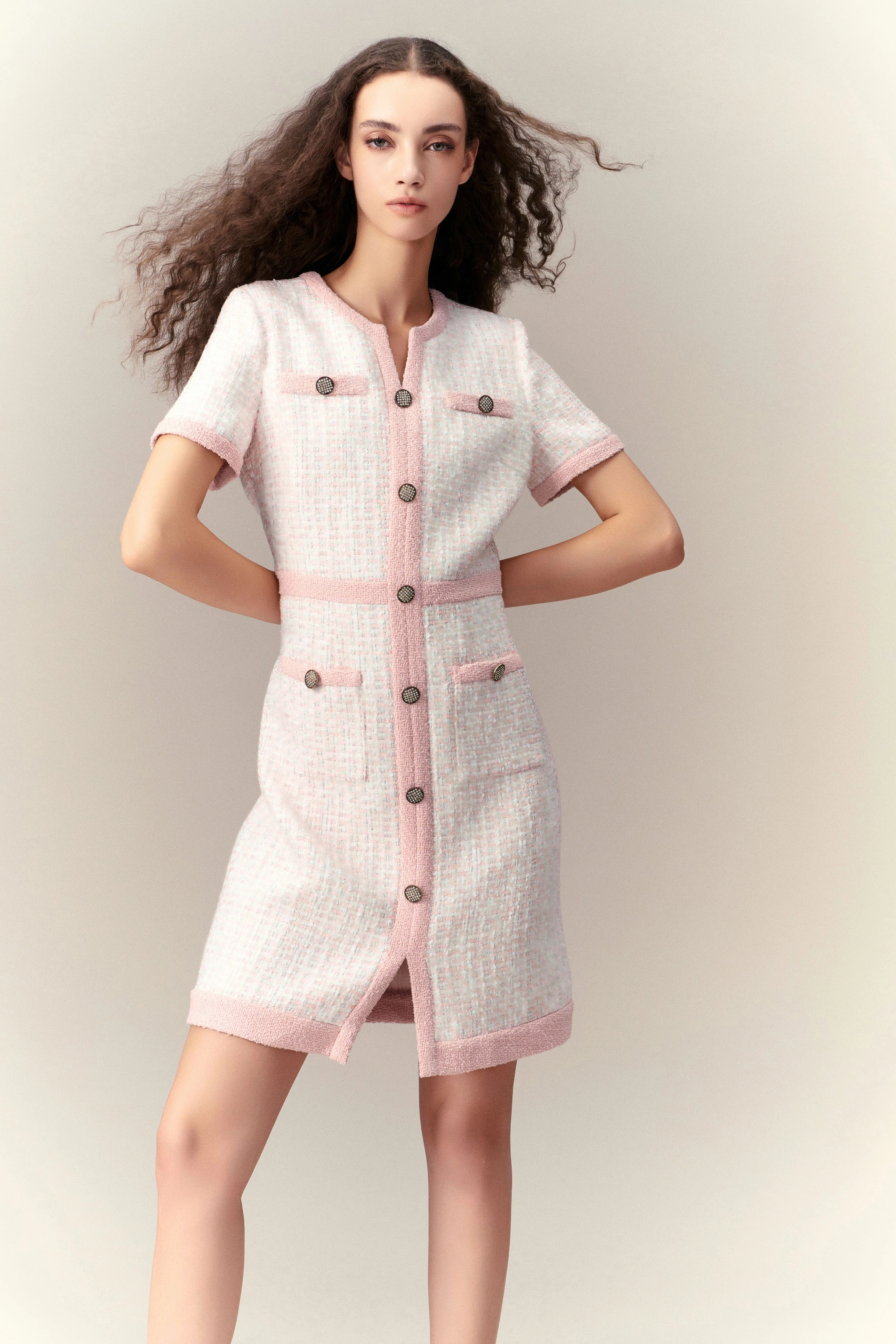 Pink Lady Classic Tweed Dress