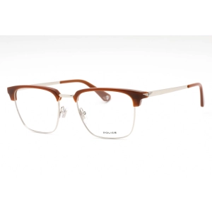 Police Men's Eyeglasses - Palladium/Brown Metal Square Full Rim Frame | VPLL64 0579