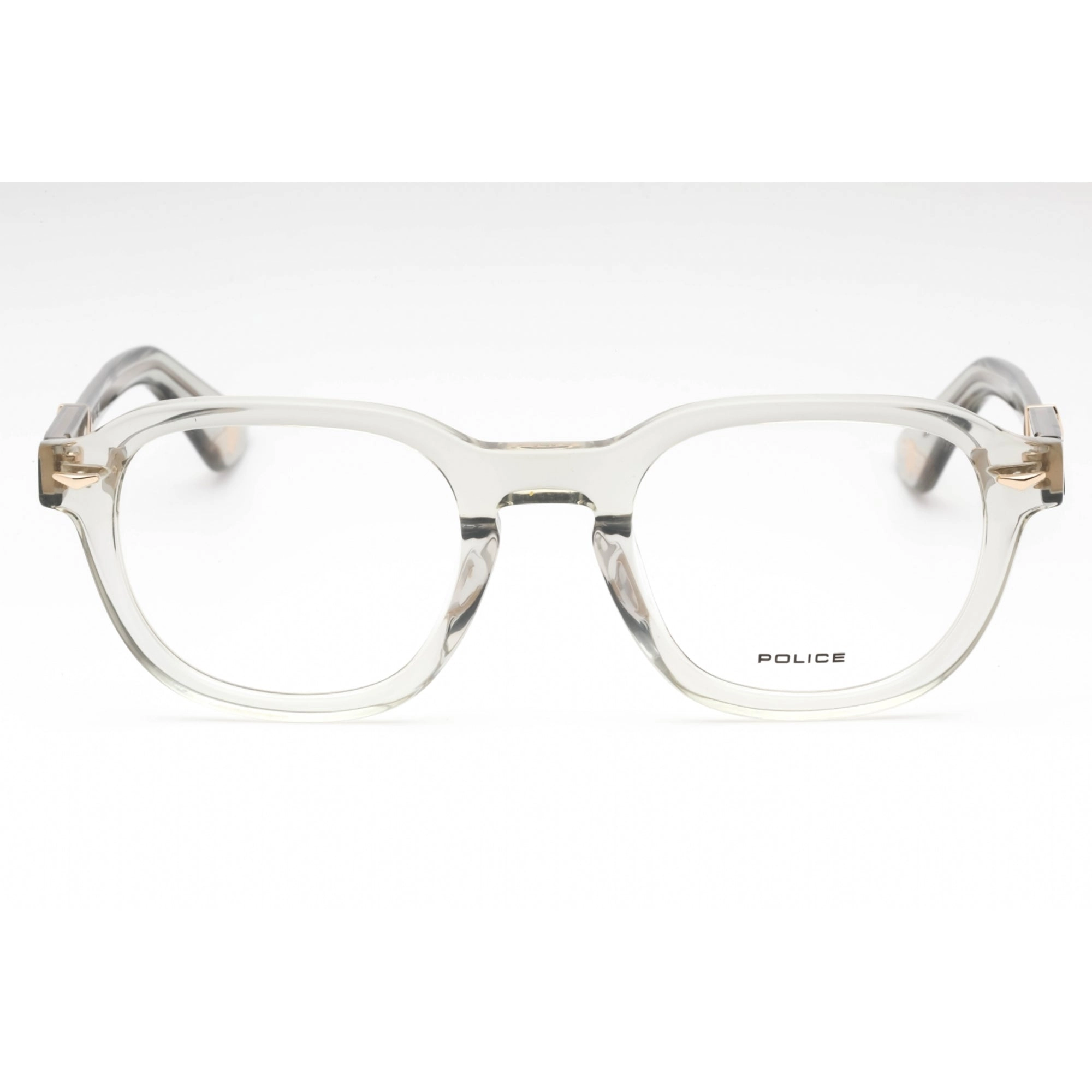 Police Men's Eyeglasses - Transparent Yellow Plastic Round Full Rim | VPLG81 0M78