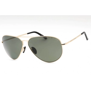 Porsche Women's Sunglasses - Gold Metal Aviator Full Rim Frame Green Lens | P8508 A