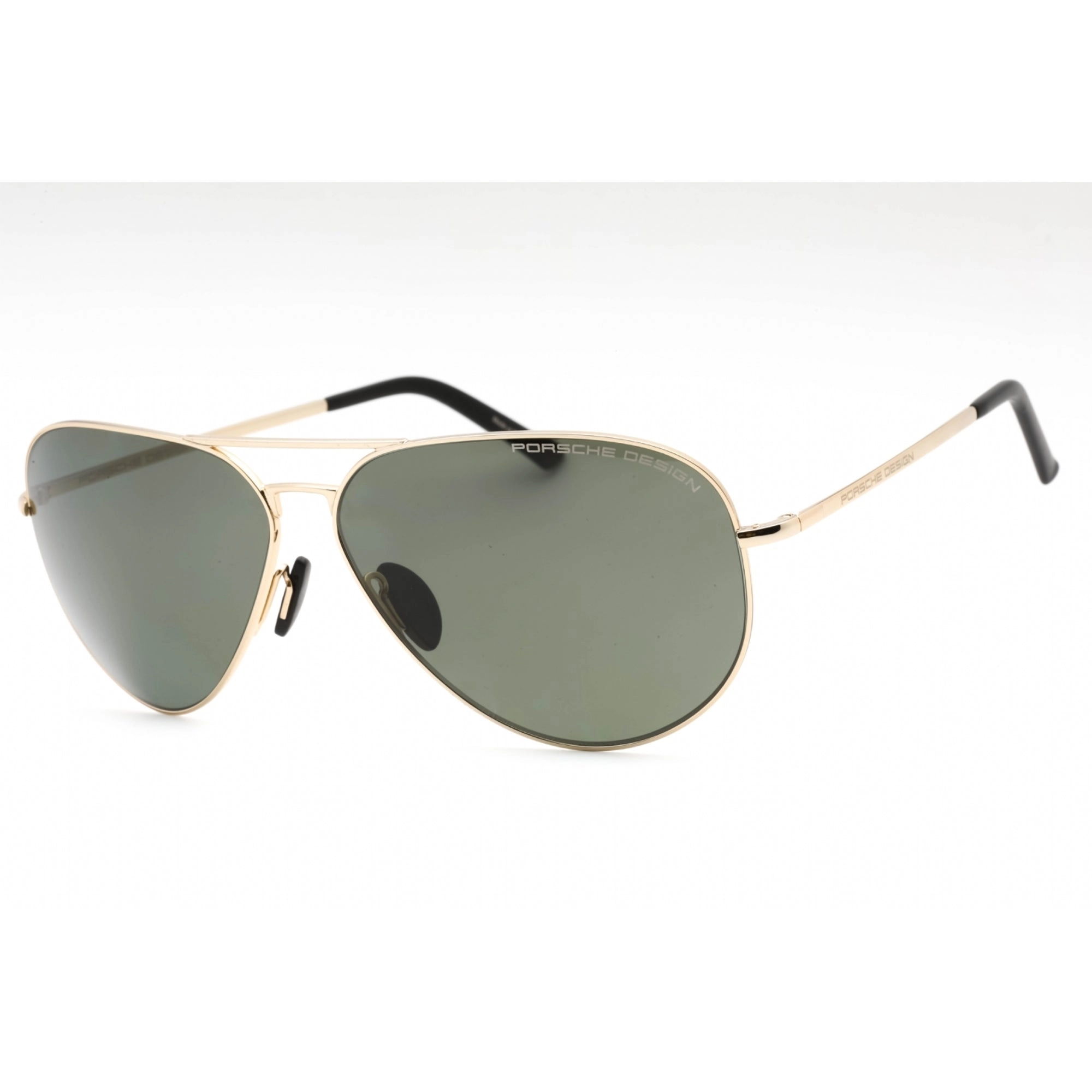 Porsche Women's Sunglasses - Gold Metal Aviator Full Rim Frame Green Lens | P8508 A