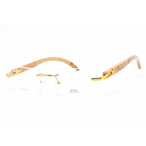 Porta Romana Unisex Eyeglasses - Light Wood Gold Metal/Plastic Frame | 1954 100BUL