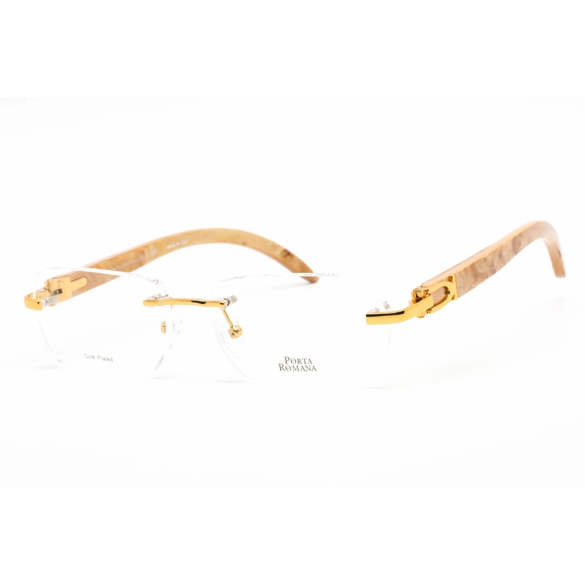 Porta Romana Unisex Eyeglasses - Light Wood Gold Metal/Plastic Frame | 1954 100BUL