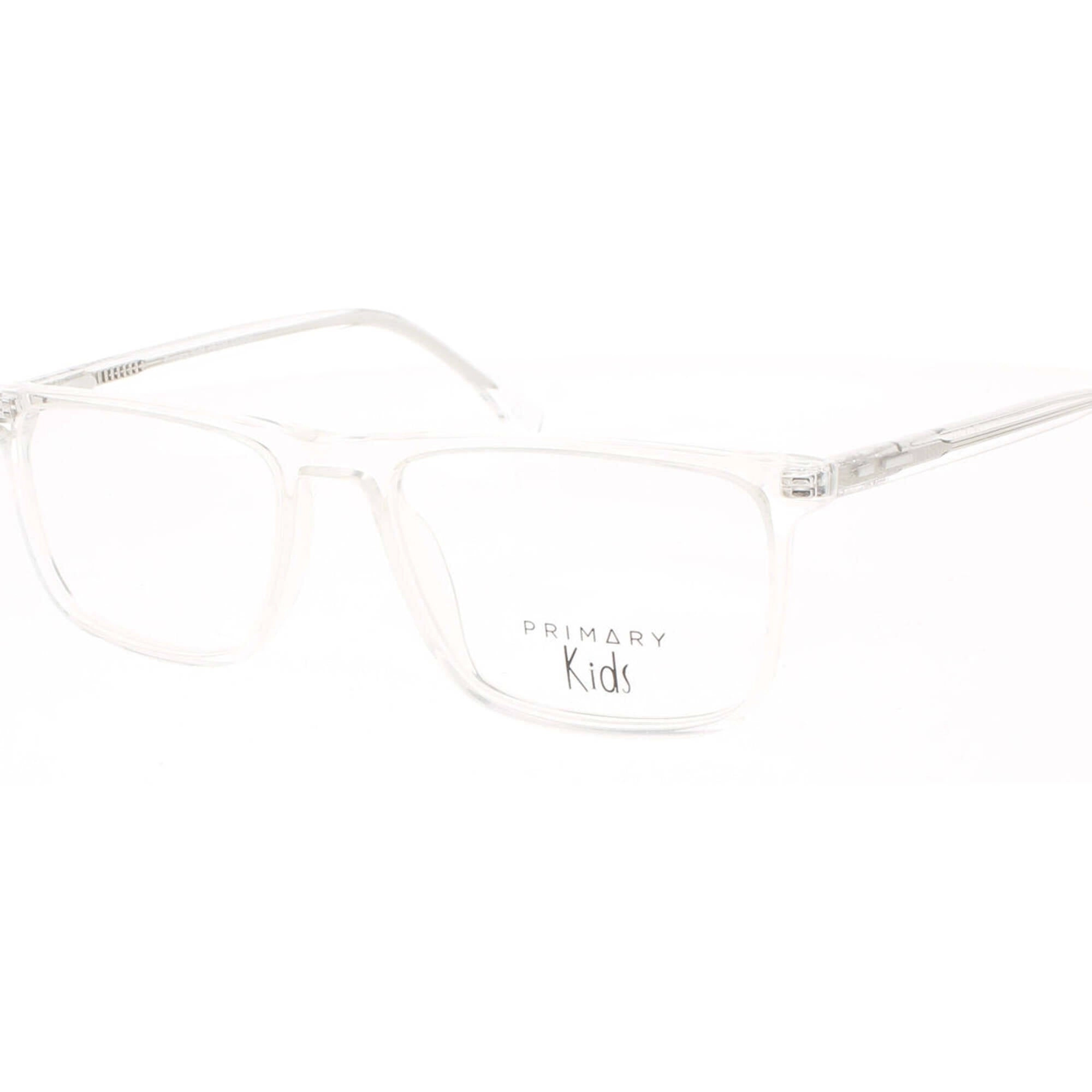 Primary Kid's Eyeglasses - Demo Lens Plastic Rectangular Full Rim | Pk154 Crystal