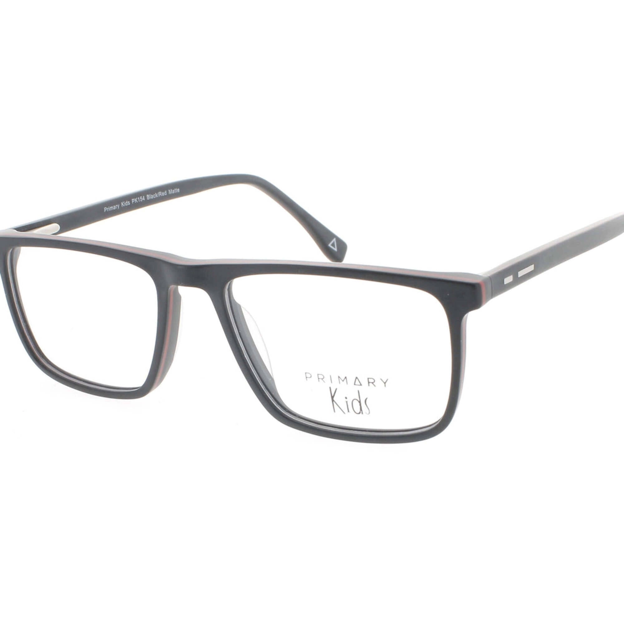 Primary Kid's Eyeglasses - Demo Lens Rectangular Full Rim Frame | Pk154 Black/RedMatte