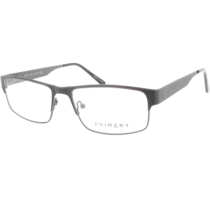 Primary Men's Eyeglasses - Demo Lens Rectangular Full Rim Frame | PN123 BLACK/L. GUN