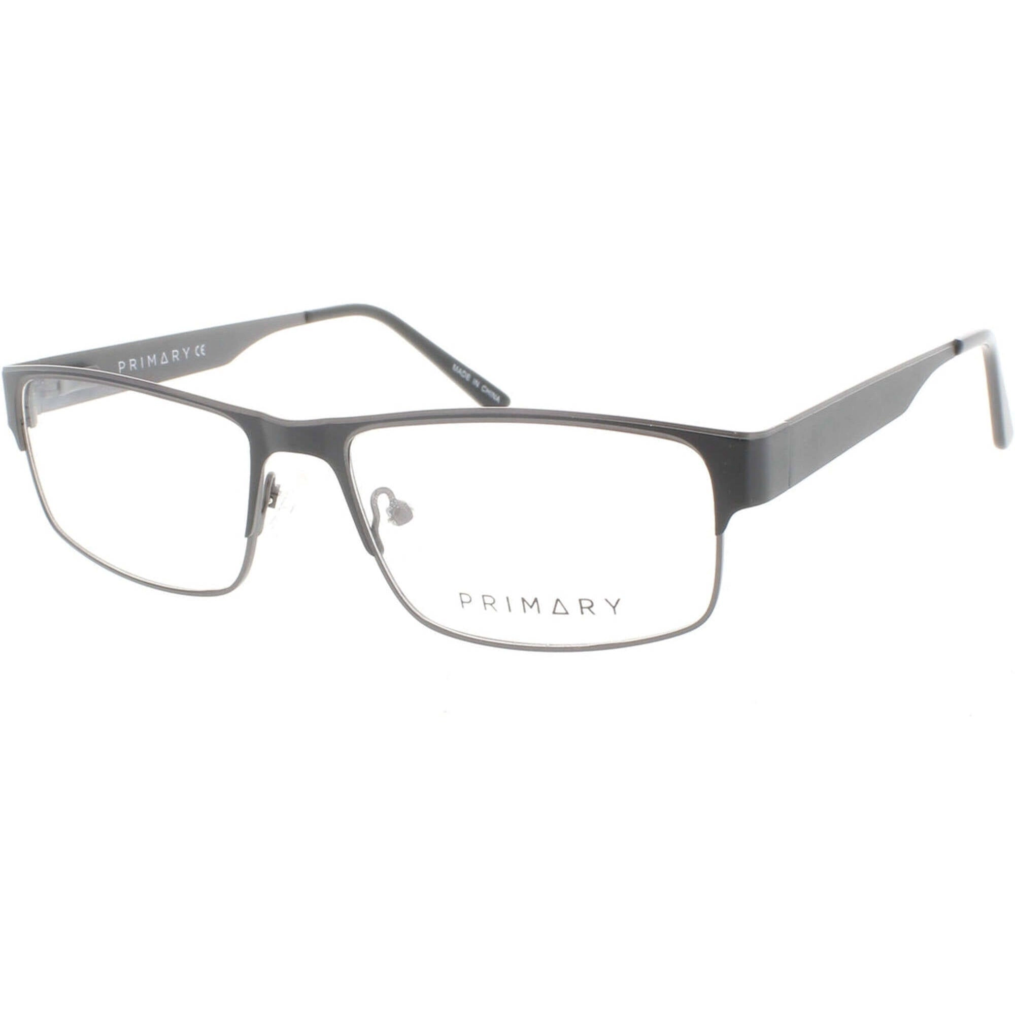 Primary Men's Eyeglasses - Demo Lens Rectangular Full Rim Frame | PN123 BLACK/L. GUN