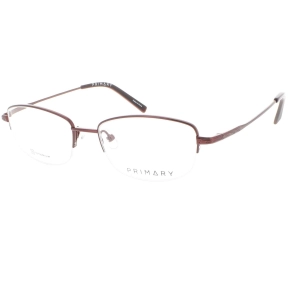 Primary Men's Eyeglasses - Demo Lens Titanium Oval Half Rim Frame | Pt109 Burgundy