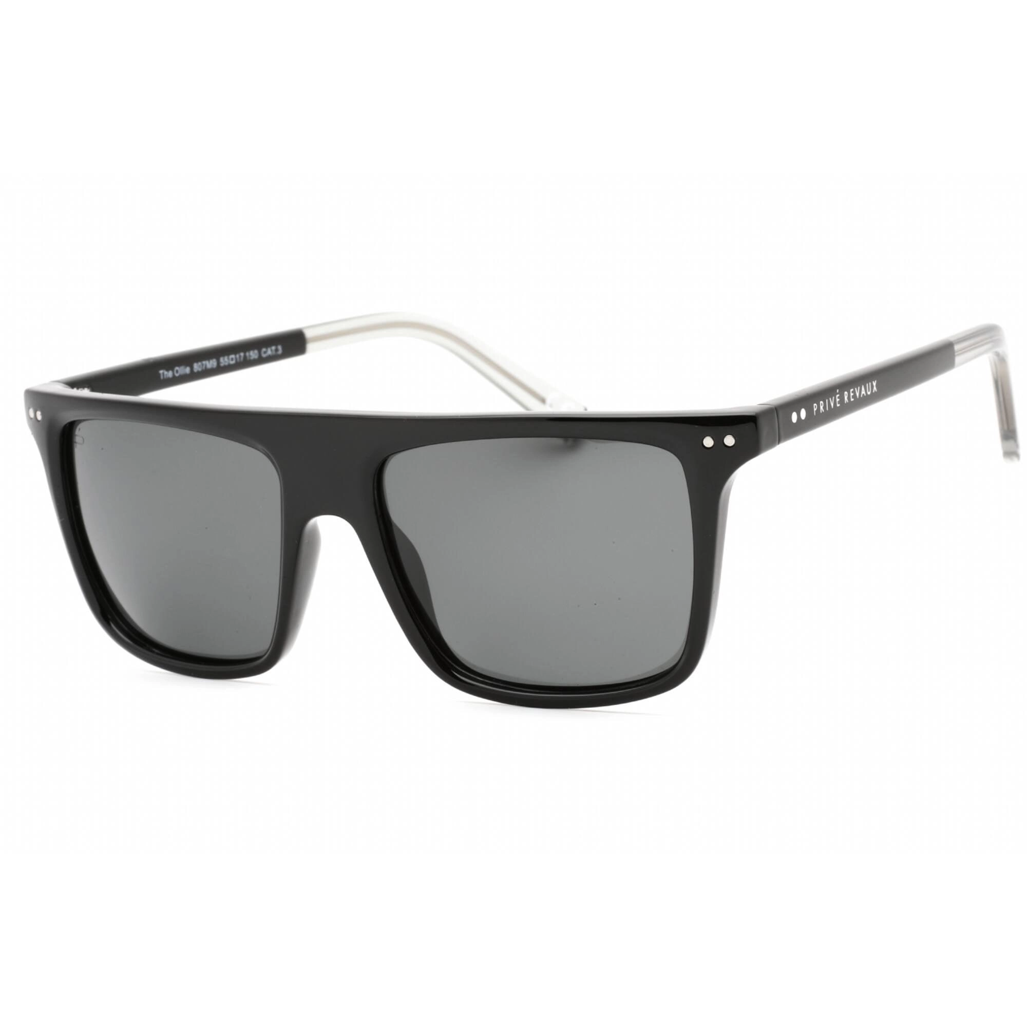 Prive Revaux Men's Sunglasses - Grey Lens Plastic Square Full Rim Frame | Ollie Black