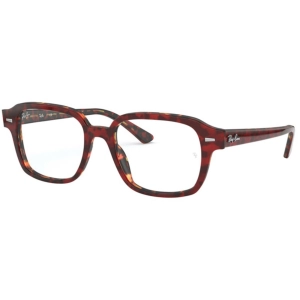 Ray Ban Men's Eyeglasses - Red Transparent Havana Square Frame | RAY BAN 0RX5382 5911