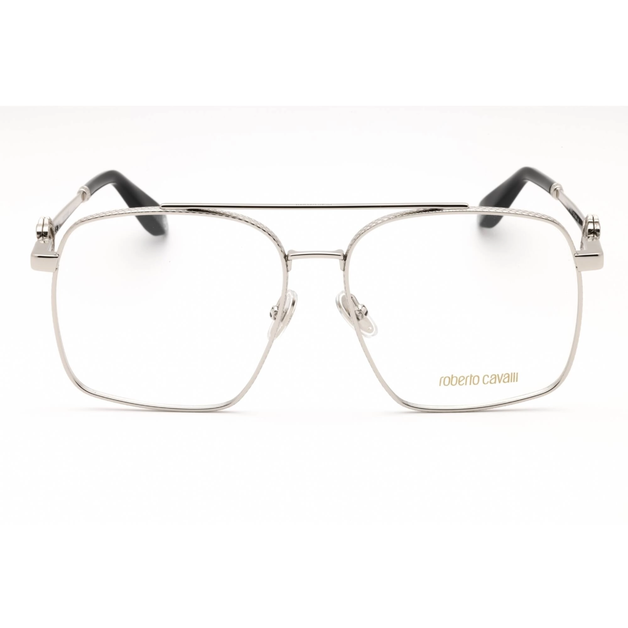 Roberto Cavalli Men's Eyeglasses - Palladium Metal Pilot Shape Frame | VRC028 0579