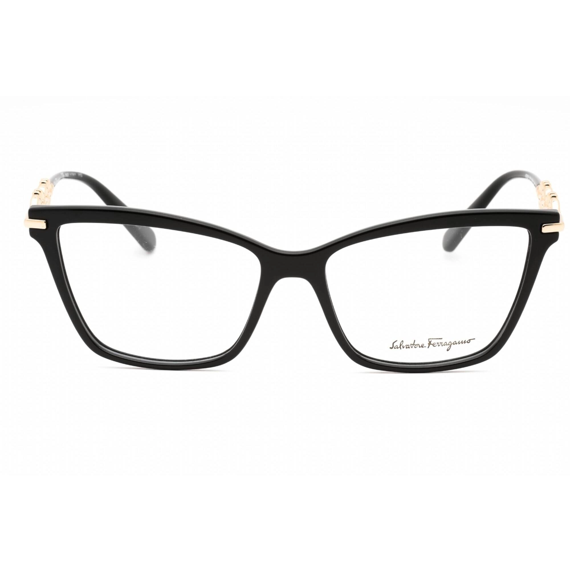 Salvatore Ferragamo Women's Eyeglasses - Black/Gold Cat Eye Full Rim | SF2921 001