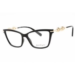 Salvatore Ferragamo Women's Eyeglasses - Black/Gold Cat Eye Full Rim | SF2921 001