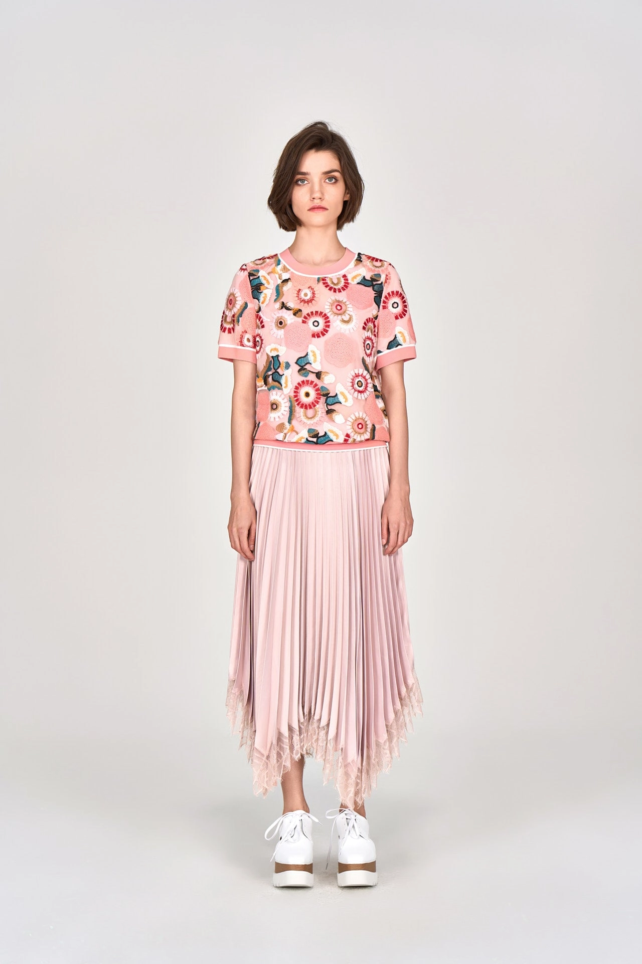 Spring Embroidery Pink Shirt