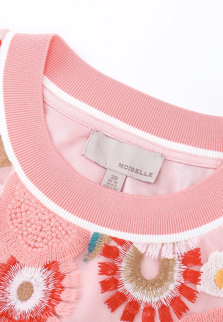 Spring Embroidery Pink Shirt