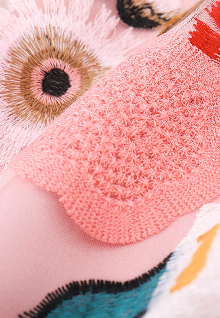 Spring Embroidery Pink Shirt
