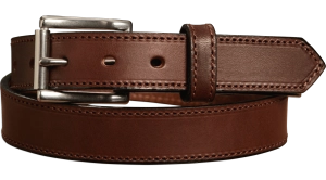 The Commander: Men's Brown Stitched Leather Belt 1.25"